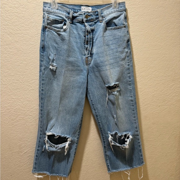 Cello Blue Ankle Cropped Jeans with Distressed Details - Picture 2 of 3